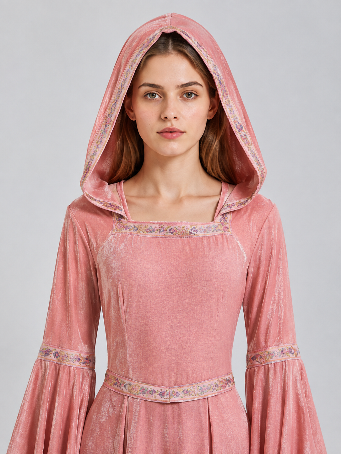 Medieval-Style Hooded Dress with Belt Costume Dresses detail 2