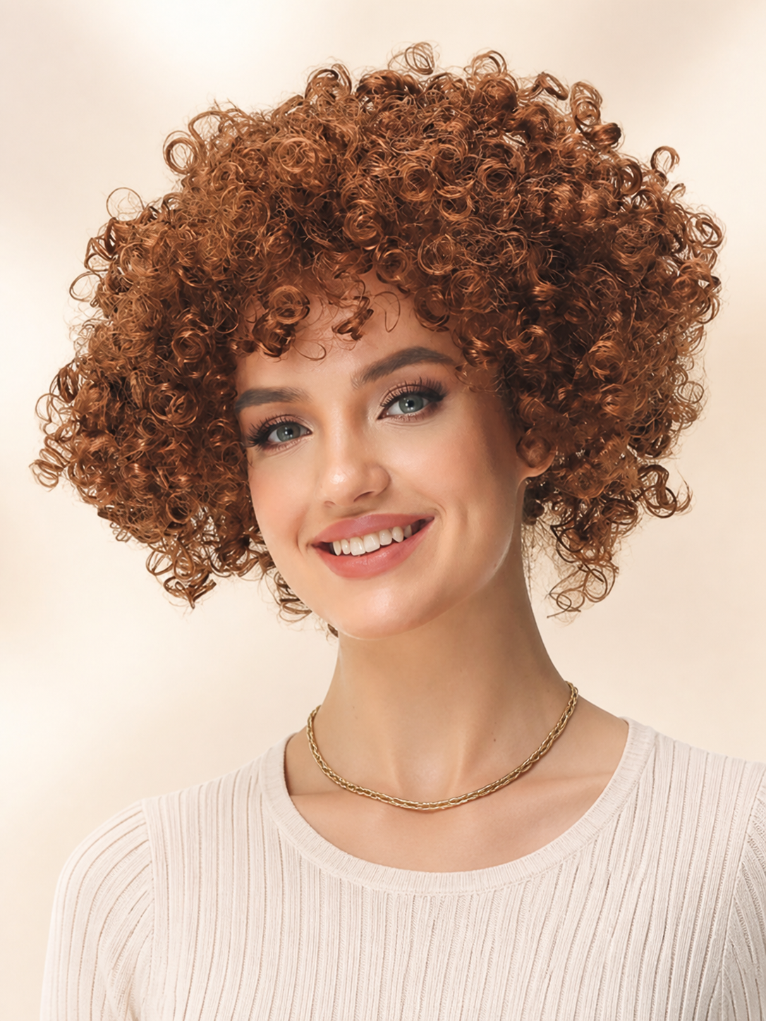 Short Curly Brown Carnival Wig Costume Wigs detail 2