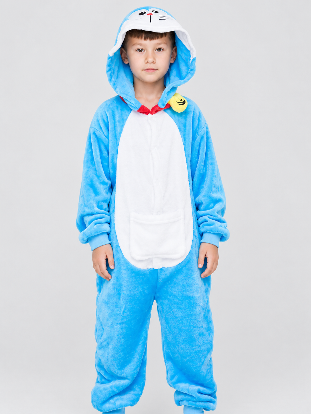 Blue Flannel Hooded Pajama Jumpsuit