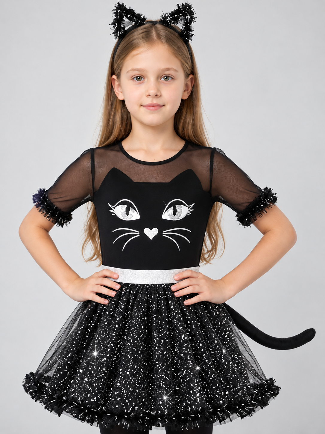 Kids' Black Cat Costume with Ears and Tail