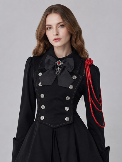 Gothic Dress with a High Collar and Lace-Up Back Costume Dresses detail 2