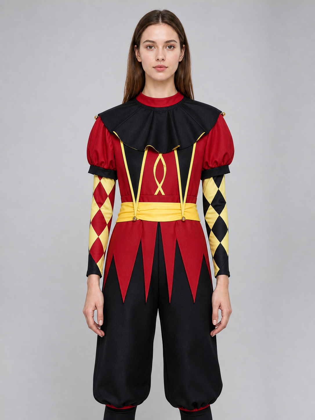 Pierrot Jester Cosplay Costume with Mask and Accessories