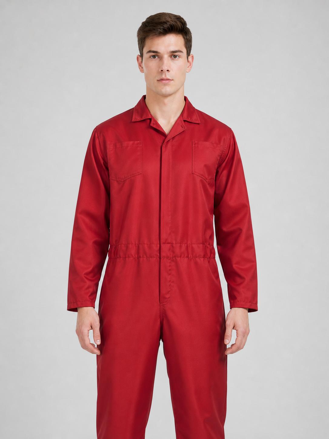Red Miles Long-Sleeve Jumpsuit