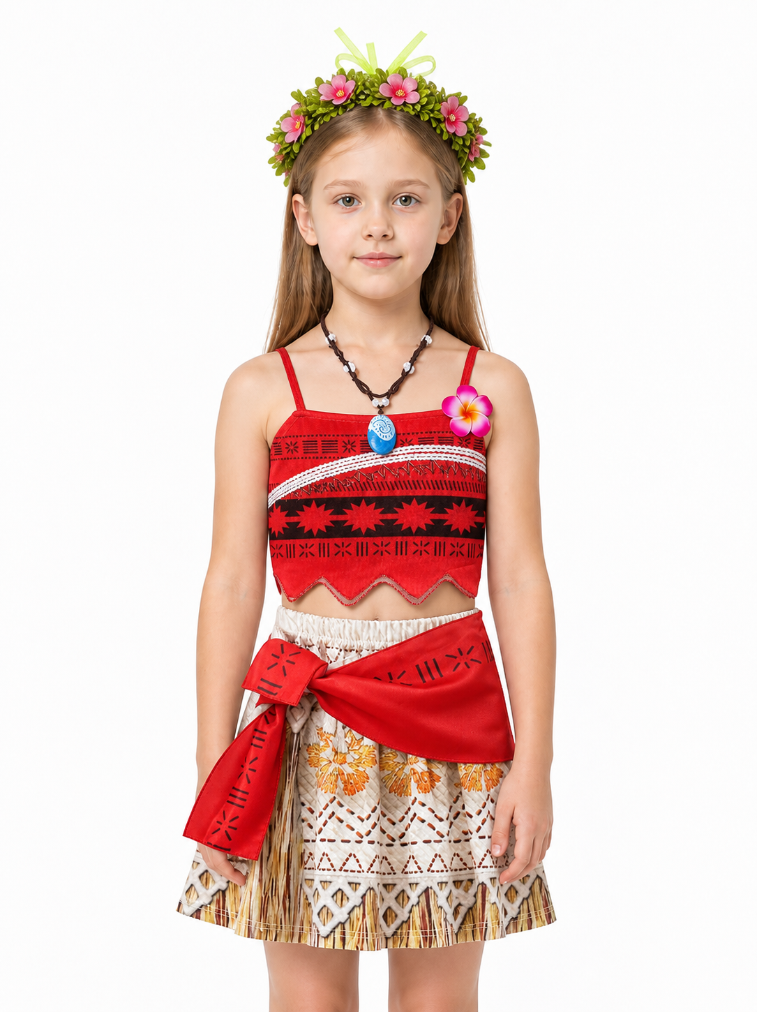 Children’s Moana Costume with Skirt and Flower Crown product detail 3