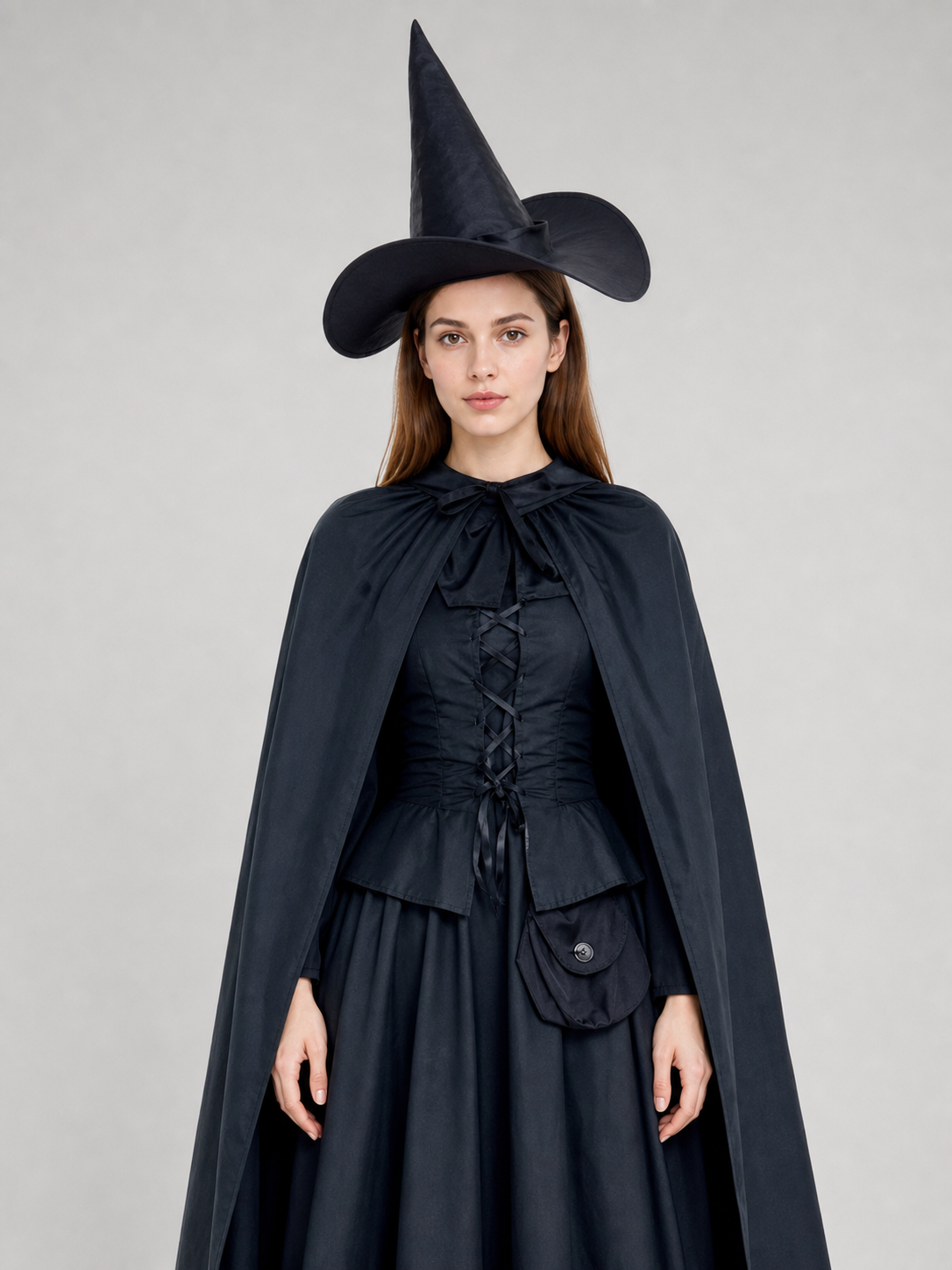 Witch Costume with Cloak and Pointed Hat