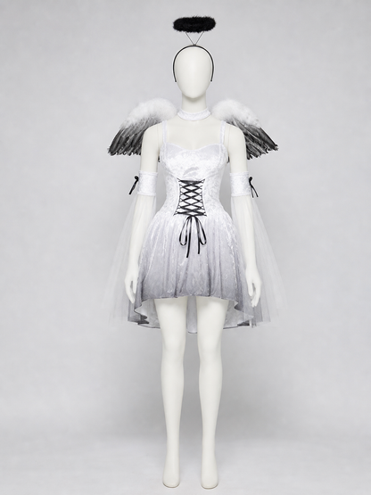 Angel Dress with Wings and Black Halo
