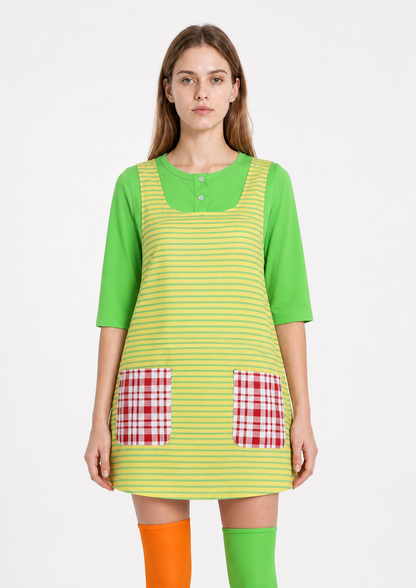 Pippi Longstocking Cosplay Costume, Apron Dress, Top, and Socks Costume Dresses detail 3