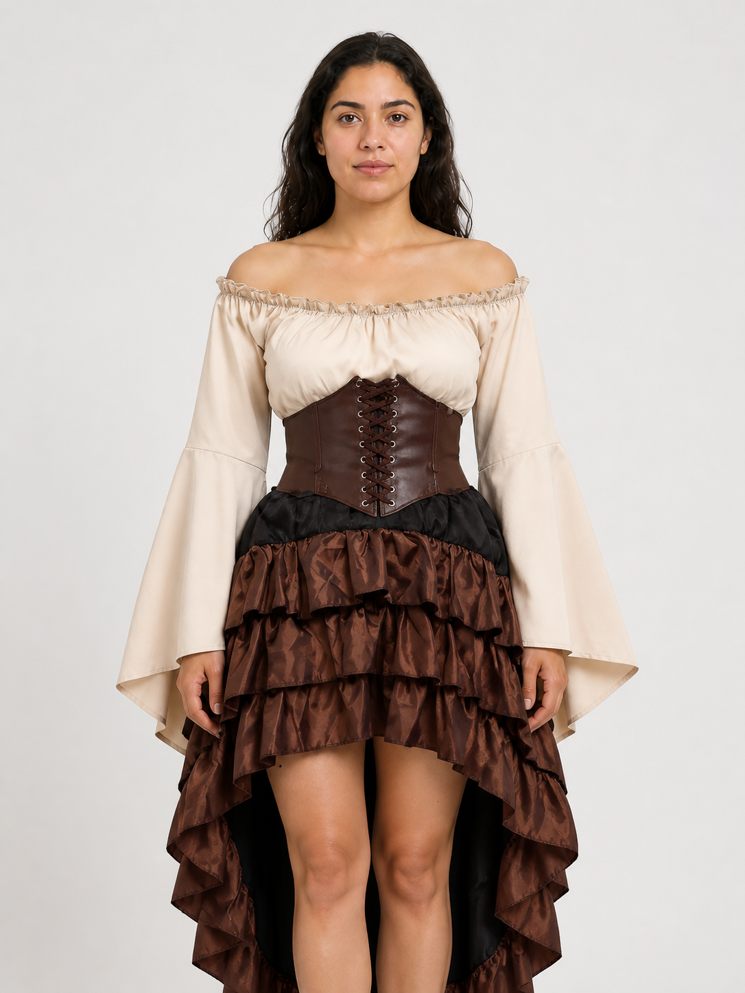 Pirate Costume with Blouse, Corset, and Layered Skirt Costumes detail 3