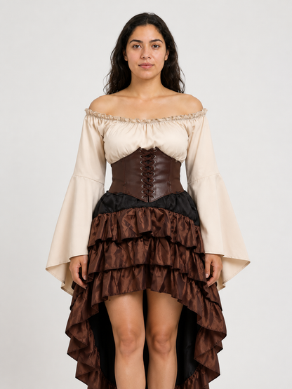 Pirate Costume with Blouse, Corset, and Layered Skirt Costumes detail 3