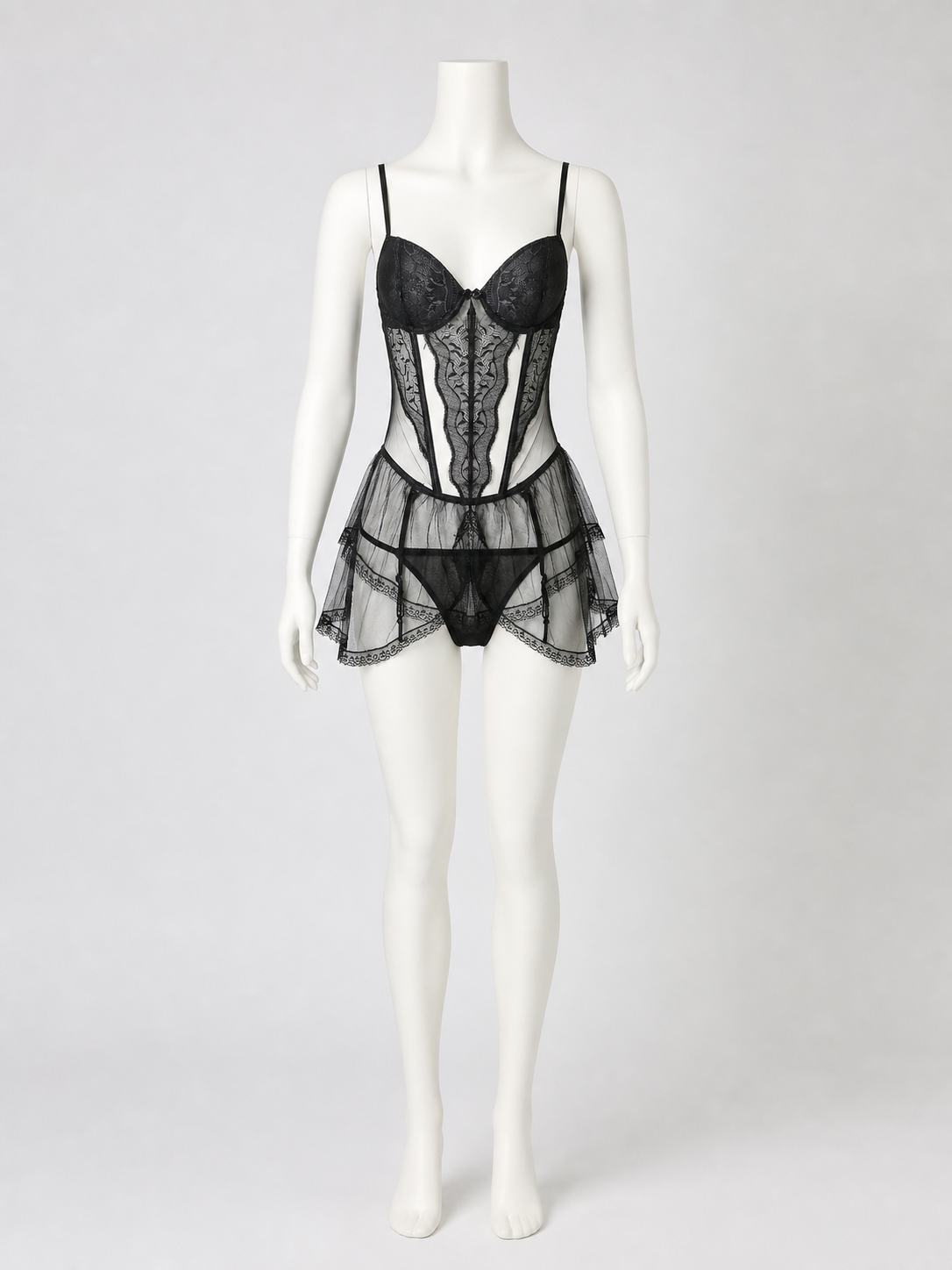 Erotic Bodysuit with Thin Straps and Lace