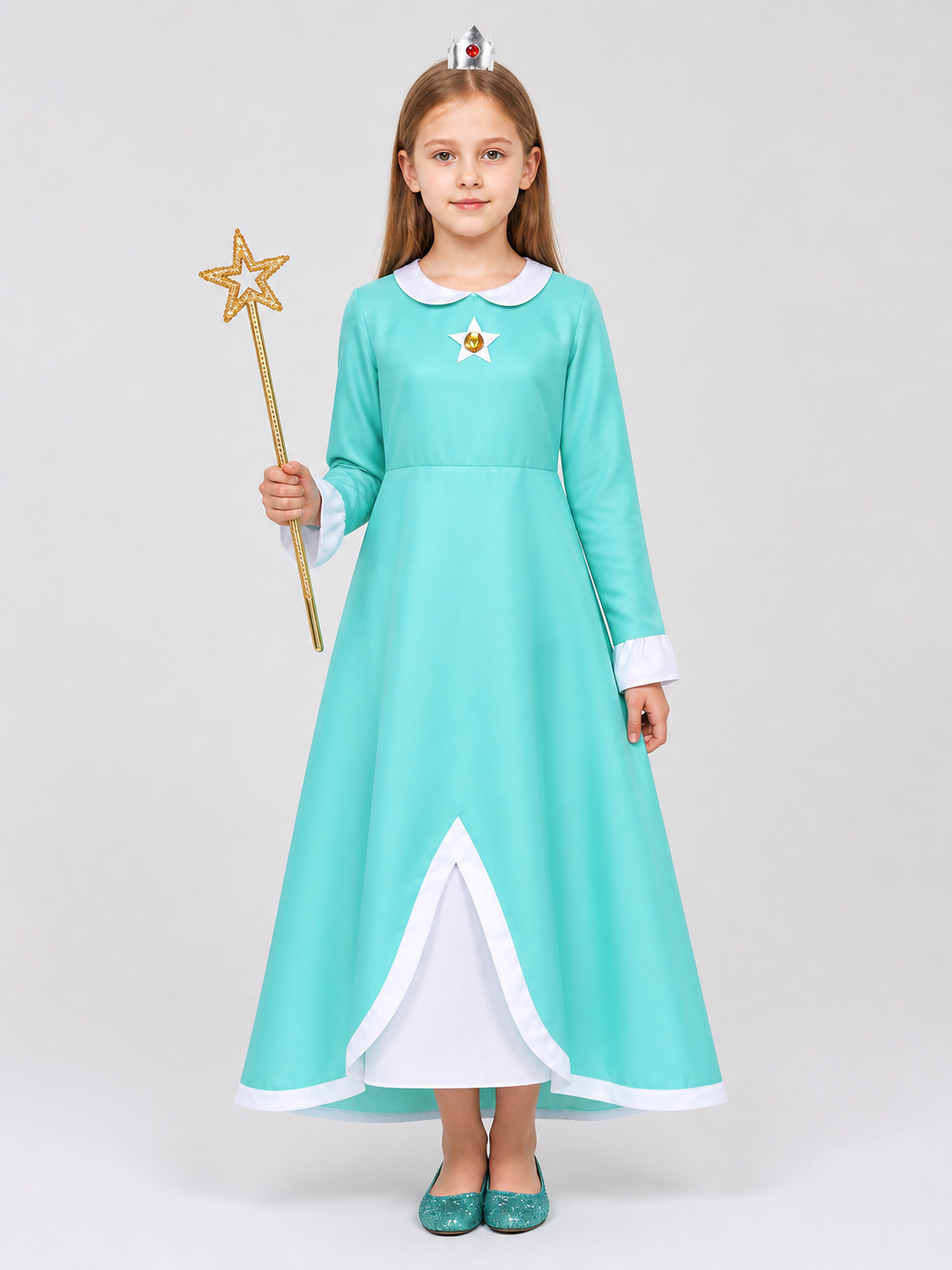 Rosalina Princess Dress with Brooch, Long Costume Dresses detail 3