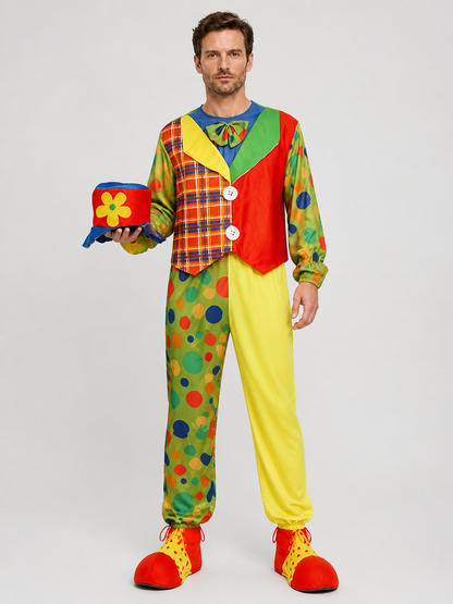 Clown Costume for the Stage, Jumpsuit with Vest and Hat Costume Headwear detail 3