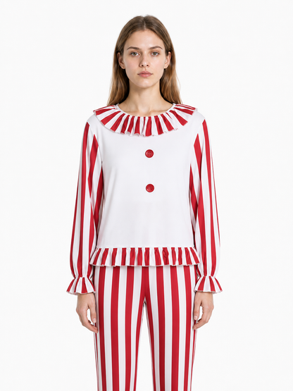 Red and White Clown Costume, 2-Piece Set Costumes detail 2