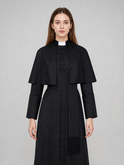 Black Halloween Cosplay Cassock with Cross