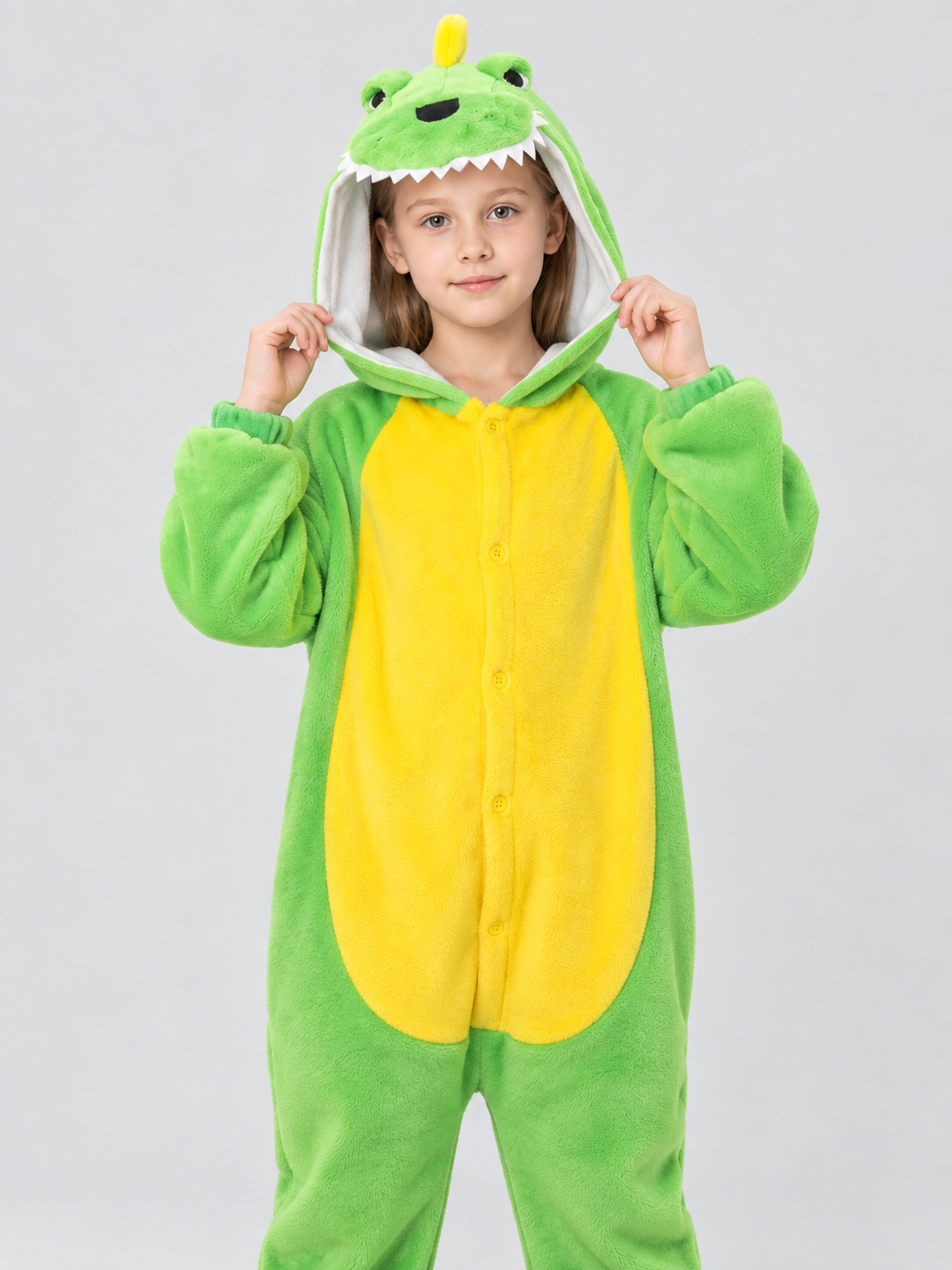 Green Dinosaur Hooded Pajama Jumpsuit