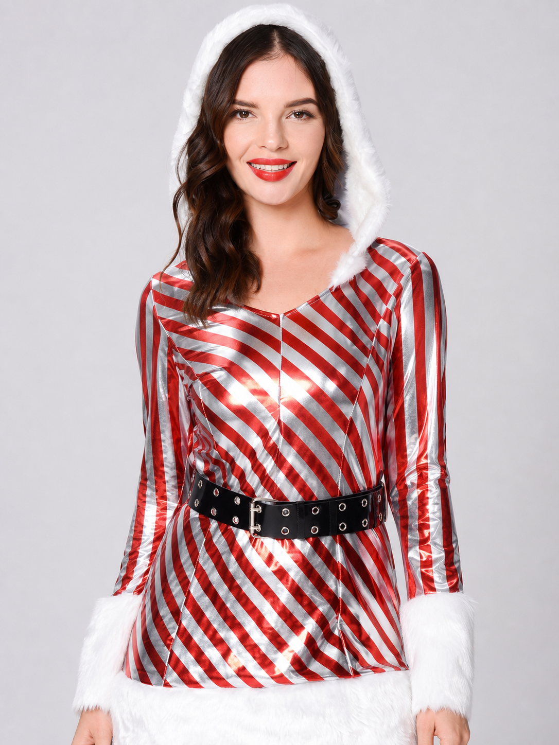 Christmas Hooded Costume with Fur Trim