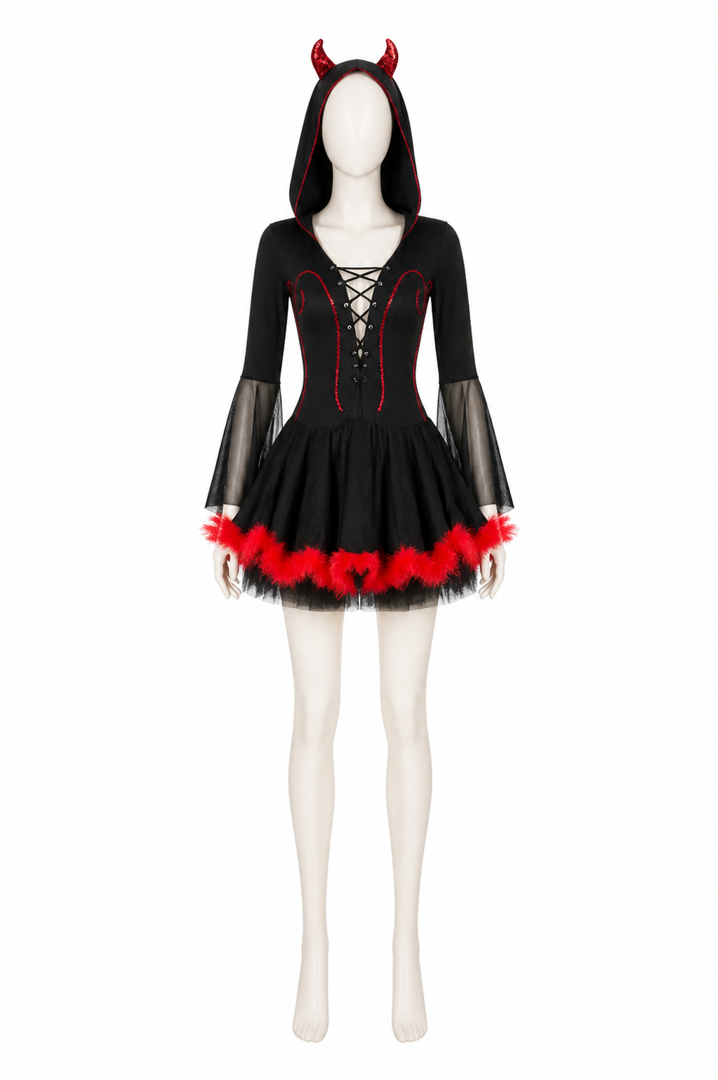 Black-and-Red Carnival Costume with Lacing Costumes detail 3