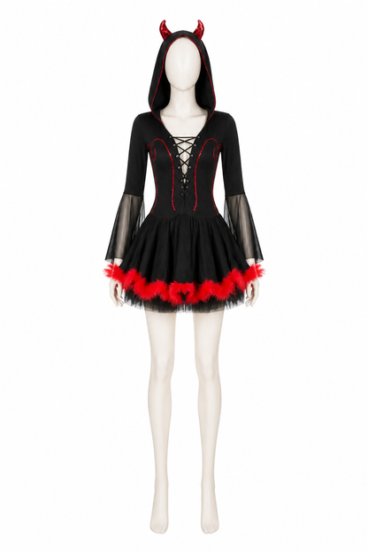 Black-and-Red Carnival Costume with Lacing Costumes detail 3