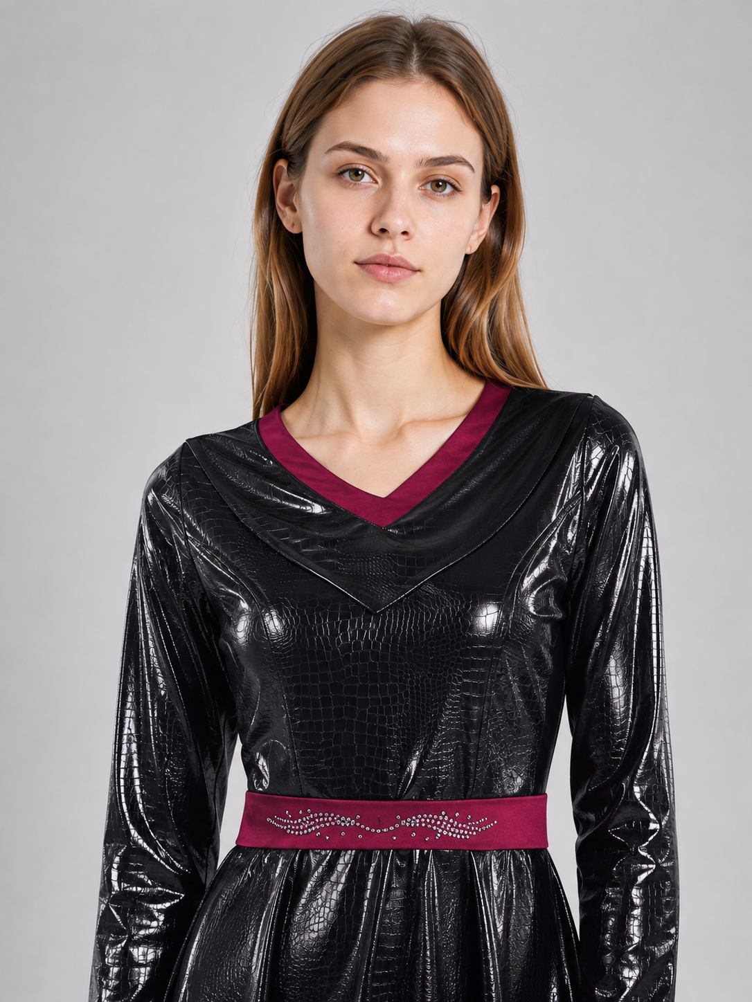 Costume Maxi Dress with Burgundy Belt Costume Dresses detail 2
