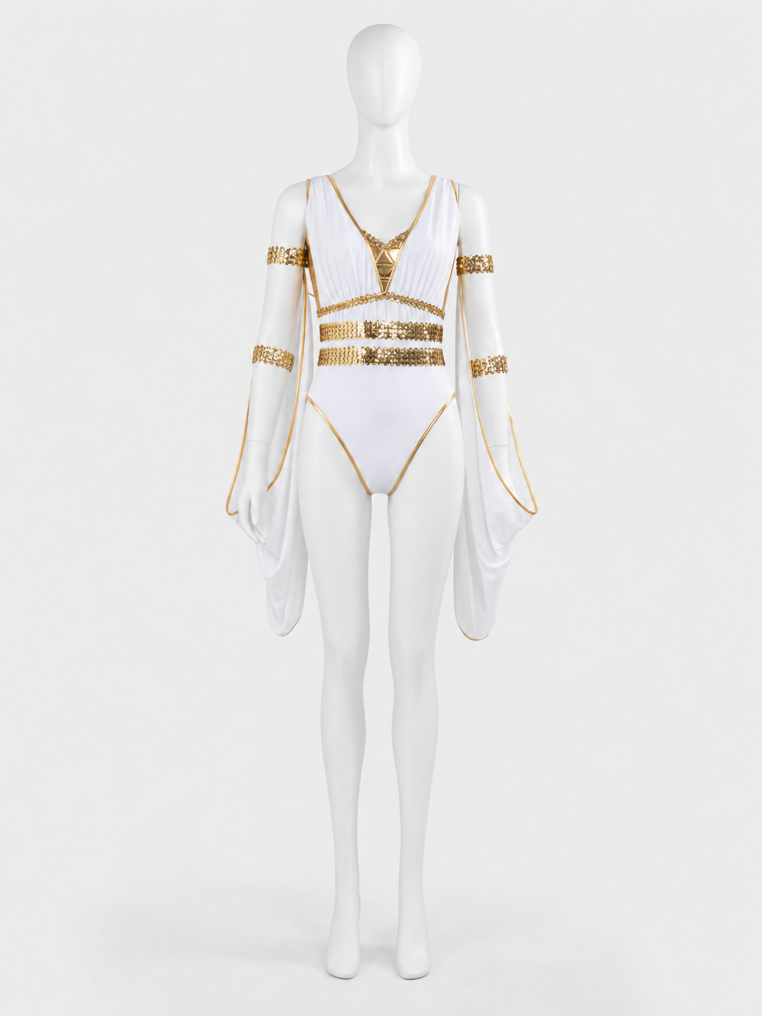 White and Gold Carnival Costume Jumpsuit
