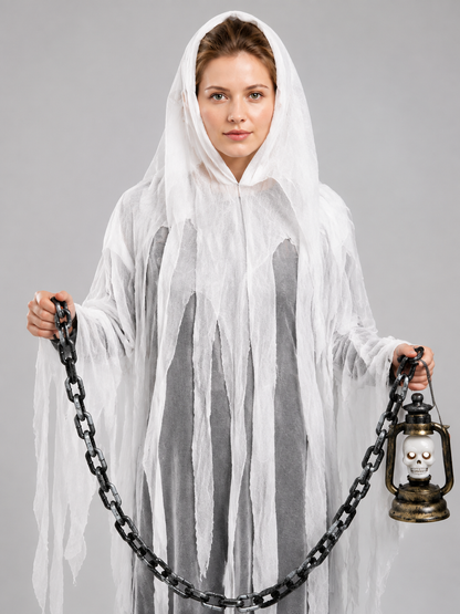 Hooded Ghost Costume with Chain and Lantern Costumes detail 2