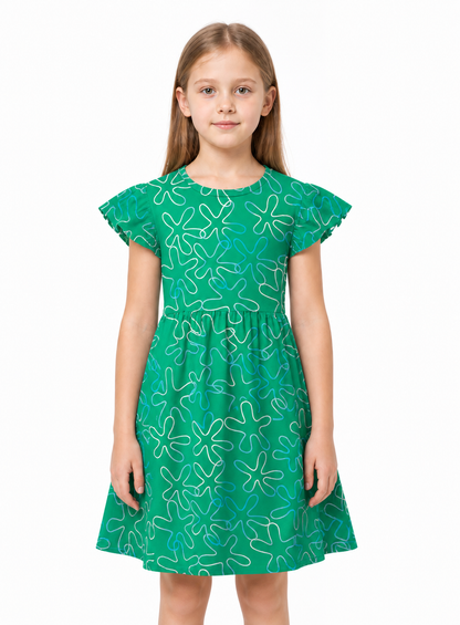 Inside Out 2 Cosplay Dress, Green with Flowers Costume Dresses detail 3