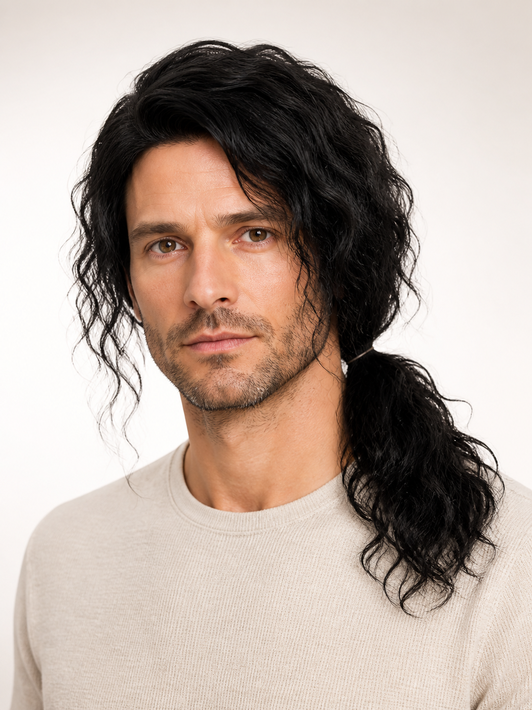 Black Cosplay Wig with Curls for Halloween Costume Wigs detail 2
