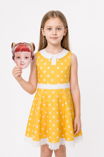 Children's Polka-Dot Dress with Gabby Mask for Halloween Costume Dresses detail 3
