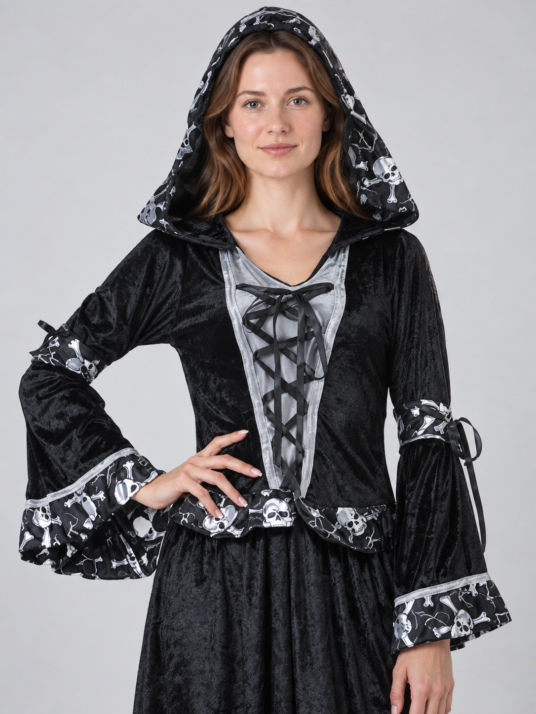 Death Carnival Costume with Hood and Bones