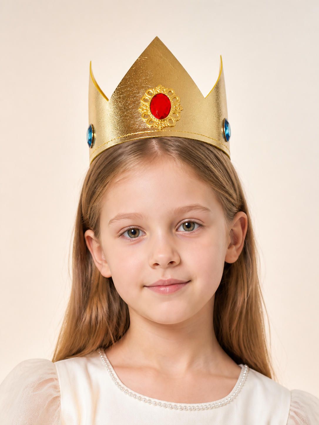 Red, Blue, and Gold Carnival Crown for Halloween Costume Headwear detail 2