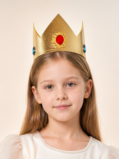 Red, Blue, and Gold Carnival Crown for Halloween Costume Headwear detail 2