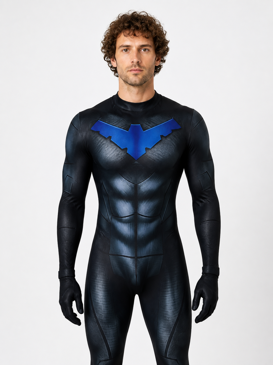 Nightwing Cosplay Jumpsuit with Muscles and Bat Costumes detail 3