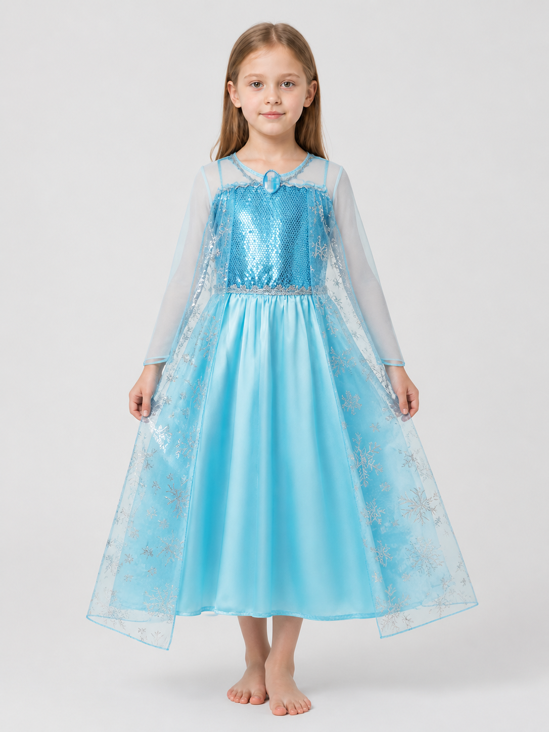 Sparkly Elsa Princess Dress with Snowflakes, Ages 2–8 product detail 3