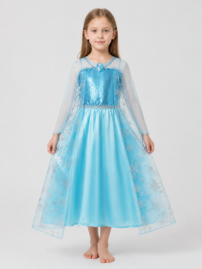 Sparkly Elsa Princess Dress with Snowflakes, Ages 2–8 product detail 3