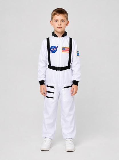 White Children's Astronaut Jumpsuit for Cosplay Costumes detail 3