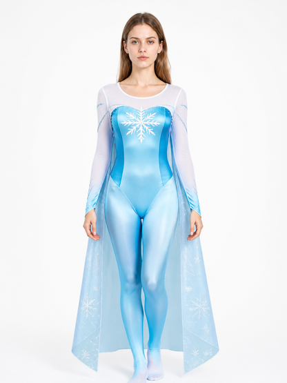Carnival Jumpsuit with Cape and Snowflakes Costume Capes detail 3