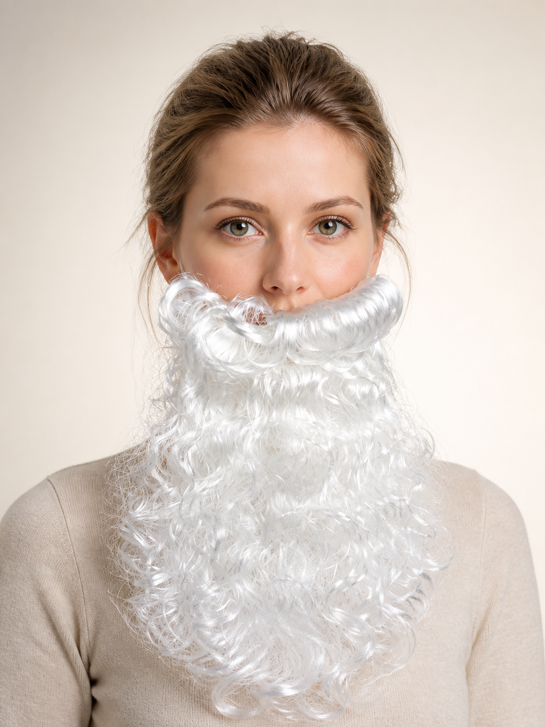 White Carnival Wig with Santa Claus Beard Costume Wigs detail 2