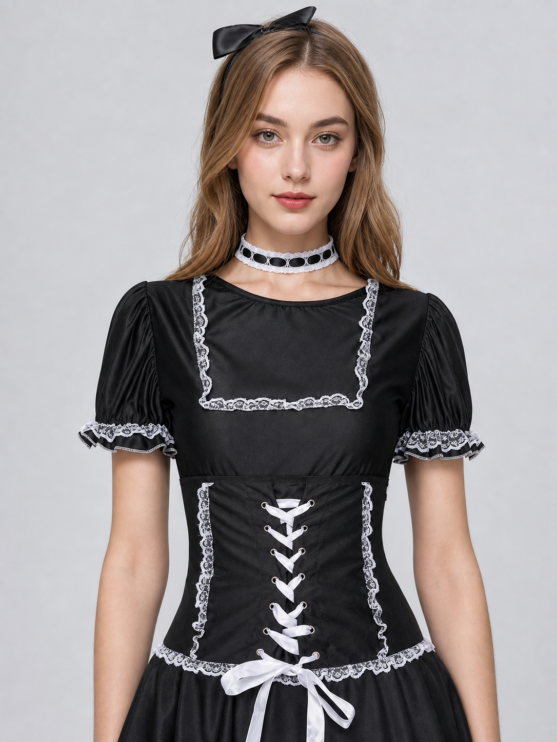 Gothic Lace and Bow Dress Set