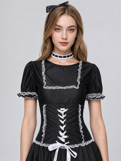Gothic Lace and Bow Dress Set