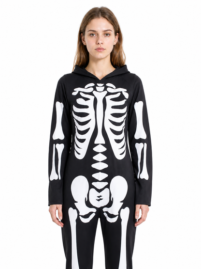 Black and White Skeleton Costume with Hood for Cosplay Costumes detail 2