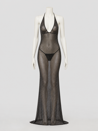 Erotic Sheer Dress with Glitter, M-3XL