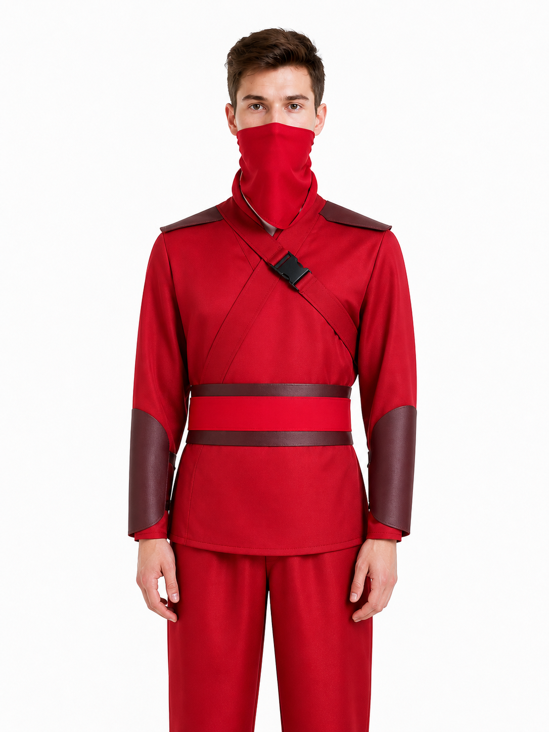 Spider-Man Cosplay Costume, Red, with Accessories upper body view