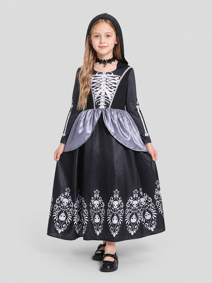 Black Halloween Skull Dress with Hood