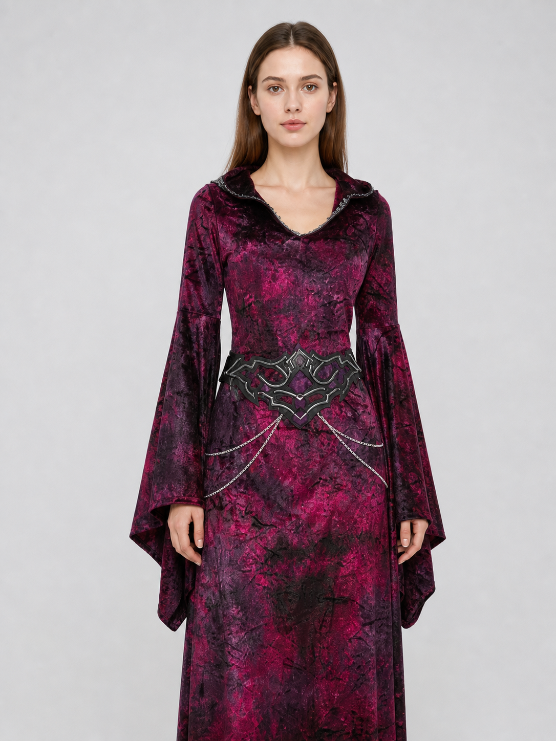 Gothic-Style Hooded Costume Dress