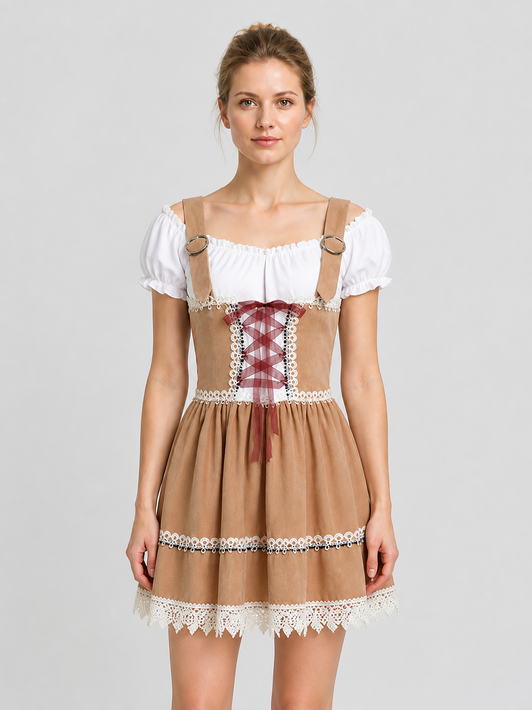 Bavarian-Style Dress with Suspenders and Lace Costume Dresses detail 3