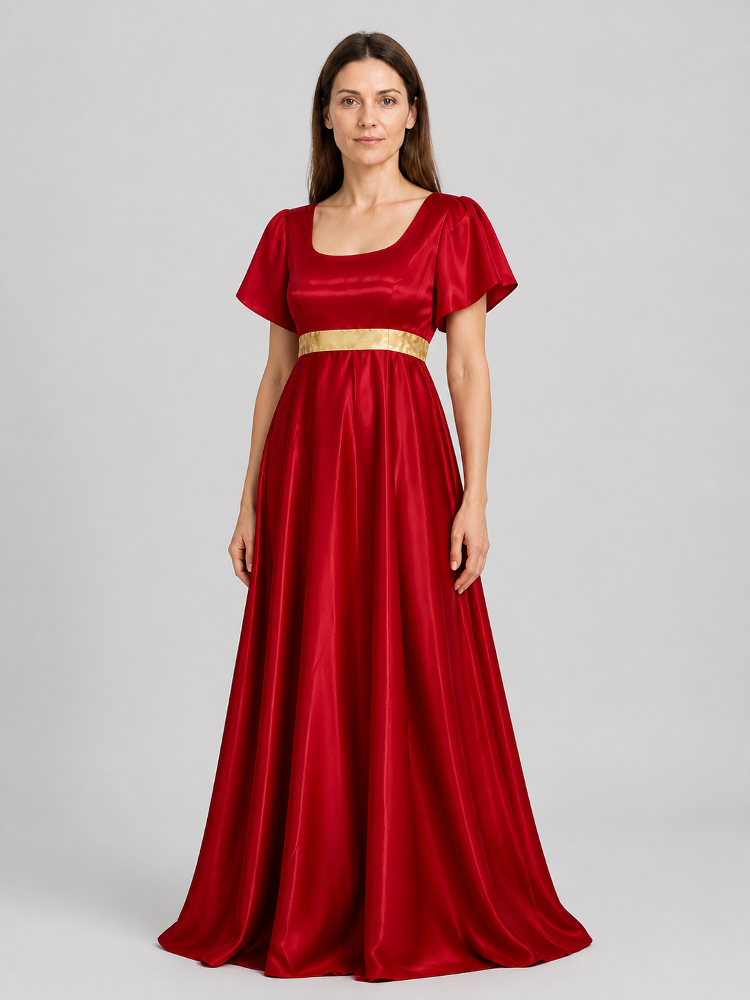 Bridgerton Cosplay Dress, Red, Long Costume Dresses detail 3