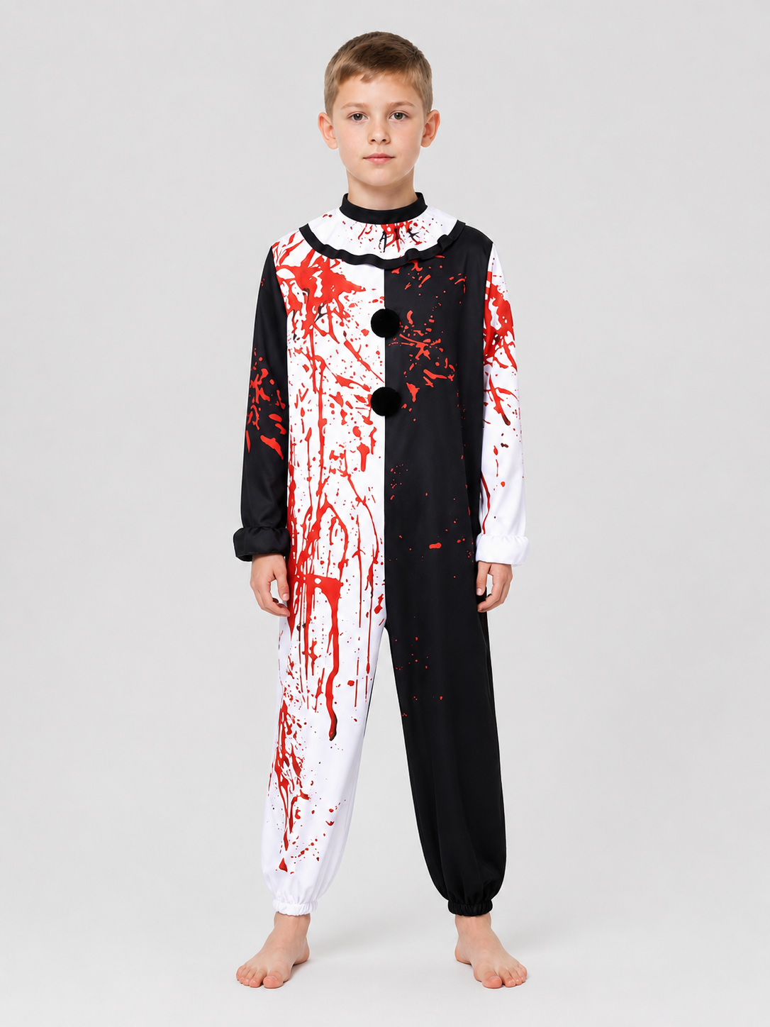 Clown cosplay costume, black and white with blood splatters Costumes detail 3