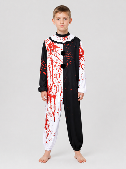 Clown cosplay costume, black and white with blood splatters Costumes detail 3
