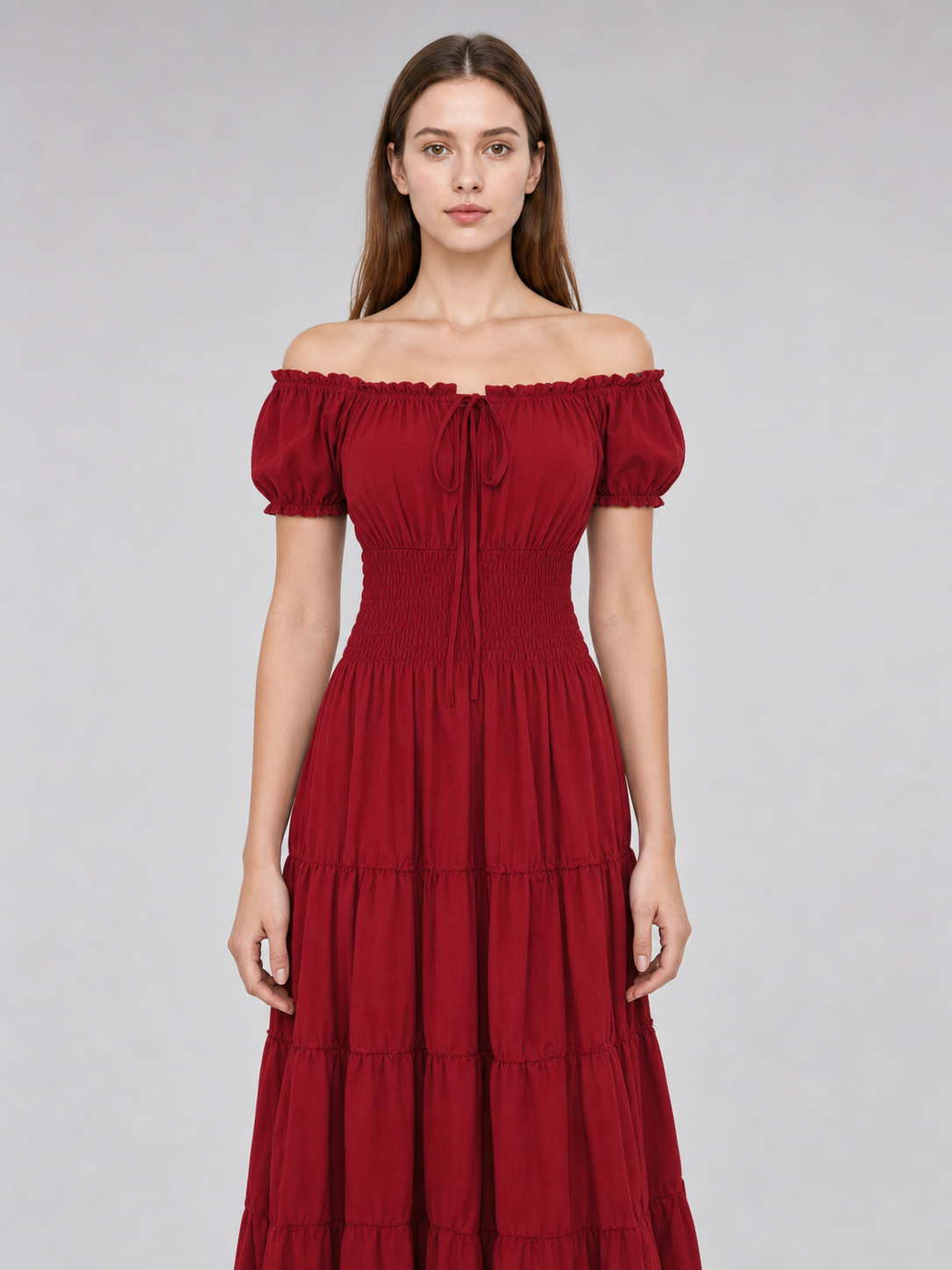 Medieval-Style Dress with a Tiered Skirt