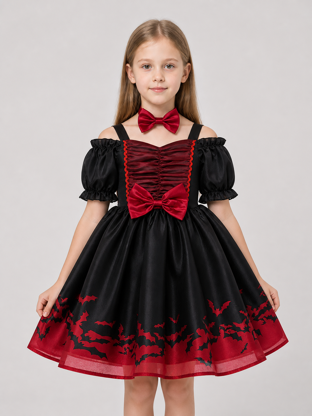 Princess Dress with Bats, Red and Black Costume Dresses detail 3